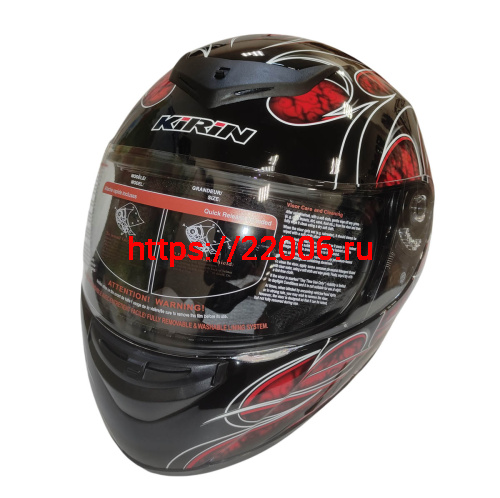 Шлем интеграл KIRIN K-22, черный, черн-крас матовый, черн-крас, размер XL фото 6