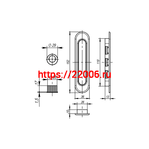Ручка Armadillo (Армадилло) для раздвижных дверей SH010-MWSC-33 итальянский тисненый фото 3