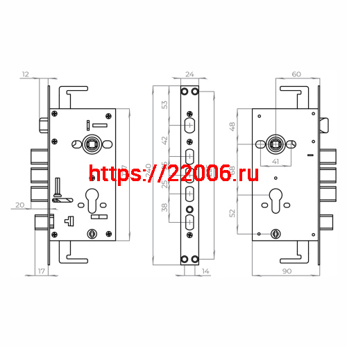 Корпус Ajax (Аякс) врезного замка без ц/механизма CH-09CT фото 3
