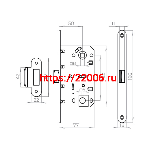 Защелка Ajax (Аякс) врезная PLASTLP96WC-50 SSC сатин.хром фото 3