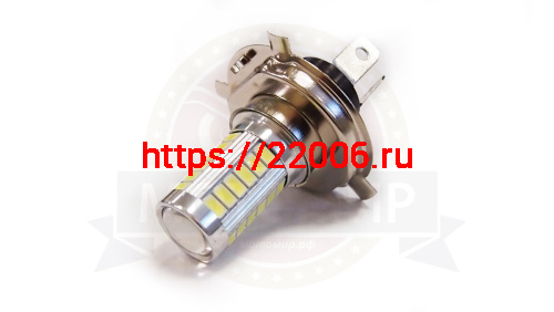 Лампа светодиодная (LED) 12V  (H4)  35/35W (P43t)  33SMD (Фарная)