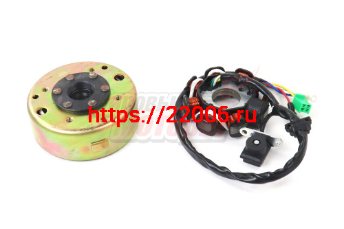 Зажигание в сборе с маховиком FT150T GY6-125/150(генератор)(8 катушек,разъёмы:3+1+1)