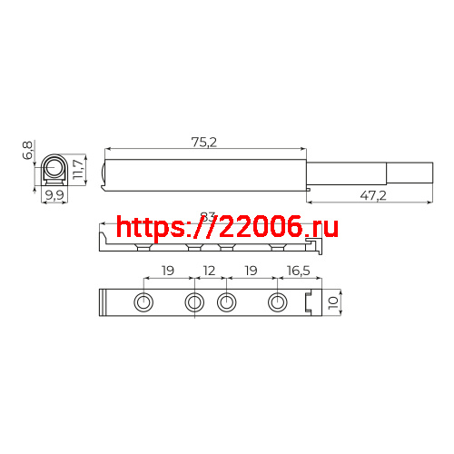Толкатель Ajax (Аякс) мебельный пластиковый DMP-85/14P WH белый фото 2