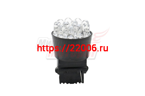 Лампа 12 В P27/7W (3157) W3x16D, 12 светодиодов LED 5 мм без цоколя, белая