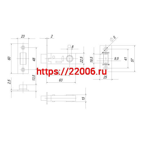 Защелка Fuaro (Фуаро) врезная MAGNM12-50-25 (M12-50-25) SN мат.никель фото 3