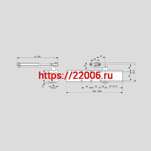 Дверной Dorma (Дорма) доводчик TS 83 EN 3-6 BC, без складного рычага, серый фото 2