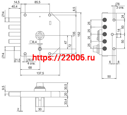 Замок Elbor (Эльбор) накладной сувальдный с задвижкой Базальт 1.05.61.МА (медный антик), 5 кл. /13919/ фото 2