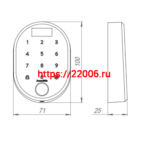 Кодовая панель Armadillo (Армадилло) с отпечатком пальца CD.B RT01.02 BL черный фото 3