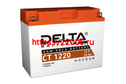 Аккумулятор 12В20Ач DELTA CT1220 (Y50-N18L-A3) (кислотн, герметичный) (обратн полярн) (204*91*159мм)