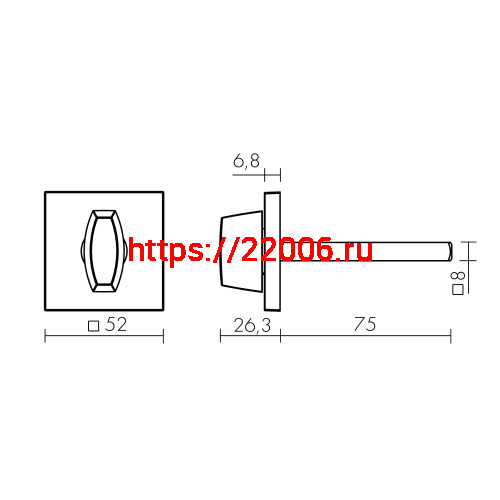 Ручка Fuaro (Фуаро) поворотная BKW8x75.K.TRG52 BL-24 черный фото 3