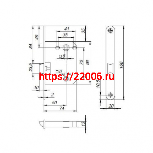 Защелка Punto (Пунто) PLASTPL72-R20 (PL72-R20) (врезная) SN мат. никель тех.упаковка без ответной планки фото 2