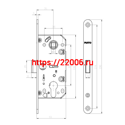 Корпус Punto (Пунто) замка ML85-35/IND BL (черный) фото 2