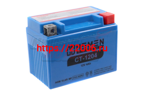 Аккумулятор 12В 4Ач HEMEN ENERGY CT1204 (UTX4L-BS(MF))(кислотный, герметичный) (обр.полярн) (113*70*85мм)
