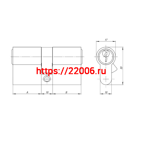 Цилиндровый Ajax (Аякс) механизм (AZ100/90) AZ1000Key90 (35+10+45) CP хром фото 3