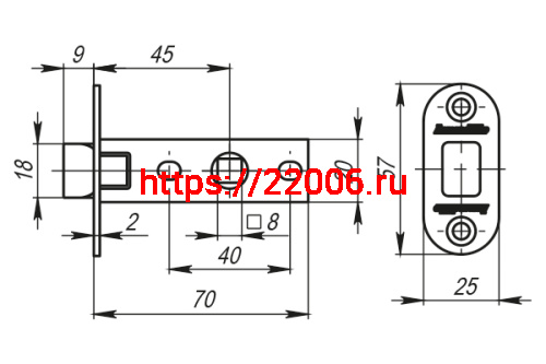 Защелка Armadillo (Армадилло) врезная LH 220-45-25 AB Бронза BOX /овал/ фото 4