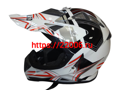 Шлем кроссовый "Safelead" HF-116 MATT BLACK белый Q158R размер M  NEW фото 4