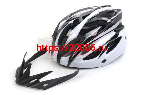 Шлем Вело с козырьком (цв. черно-белый) (размер 54-60см)