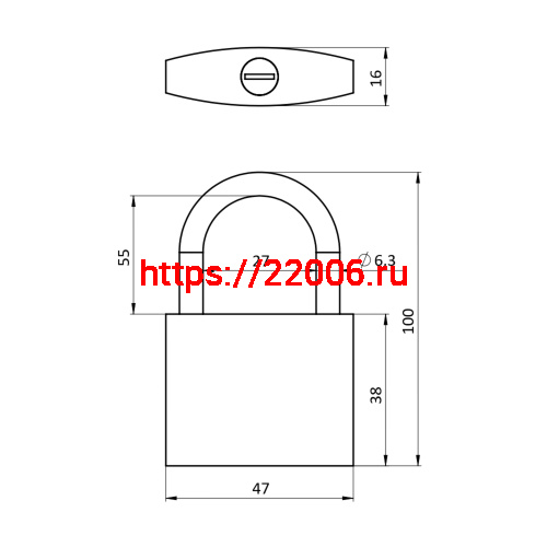 Замок Ajax (Аякс) навесной PD-0250L 3 key фото 2