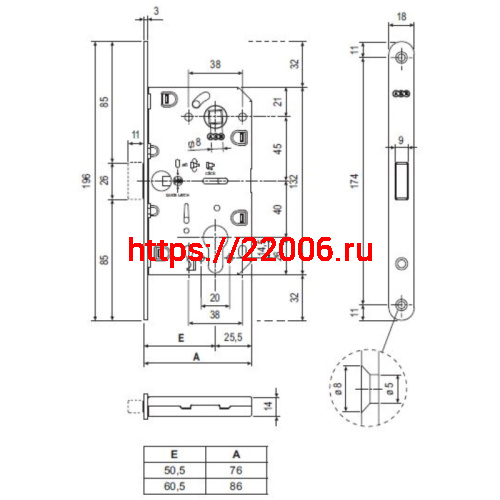 Корпус AGB (АГБ) замка магнит. под цил. MEDIANA POLARIS B06103.50.06.567 с отв. планкой B02402.05 (ник) фото 4