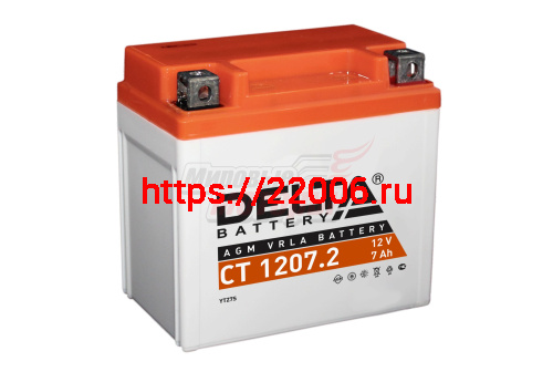 Аккумулятор 12В 7Ач DELTA CT1207.2 (YTZ7S) (кислотный, герметичный) (обрат полярн) (113*69*108мм)