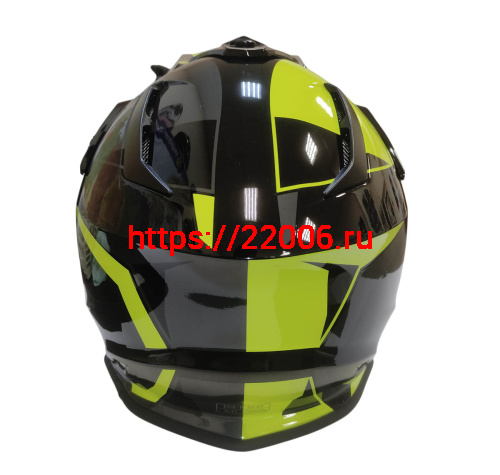 Шлем кроссовый COBRA EC V332, серый титан, синий и желтый, размер M фото 4