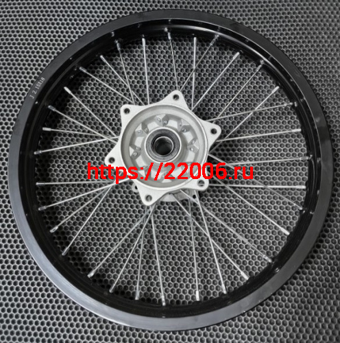 Диск колеса задний стальной на спицах 2,15 - 18", хром, дисковый тормоз ось 25 мм KAYO T4,T5,T6
