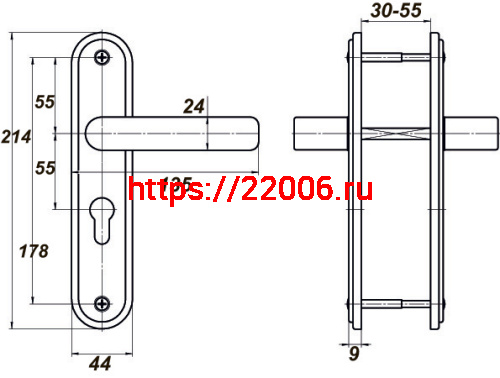 Ручка дверная Mettem (Меттэм) для ЗВ4 НР0901 (плоская) медный антик фото 2