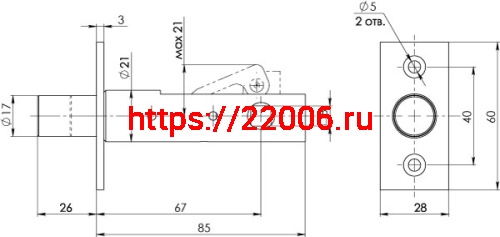 Задвижка Fuaro (Фуаро) врезная DB-PRO.867 (DB 867) CP (хром) 67мм фото 2