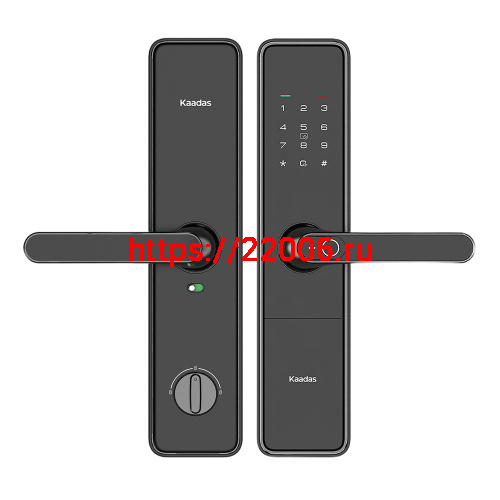 Замок врезной электронный к с ручкой Kaadas S500-5W с отпечатком пальца, с WiFi, черный