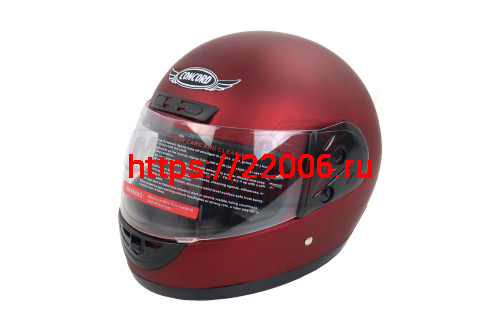 Шлем CONCORD XZF03 красный МАТОВЫЙ одноцветный "S,M,L,XL,XXL" (интеграл)
