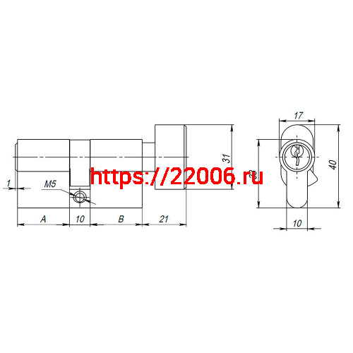 Цилиндровый Ajax (Аякс) механизм (AX102/80) AX1002Knob80 (30+10+40) CP хром с вертушкой фото 3