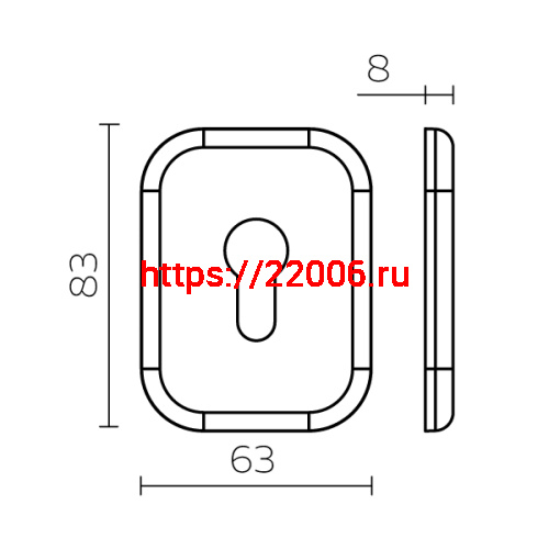 Накладка Fuaro (Фуаро) на цилиндр ESC.C.XL/K.486 (ESC 486-C SQ XL) CP хром (1 шт.) фото 3