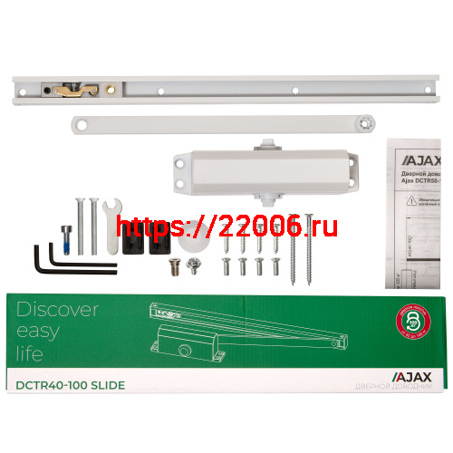 Доводчик Ajax (Аякс) дверной DCTR40-100 slide WH белый фото 3