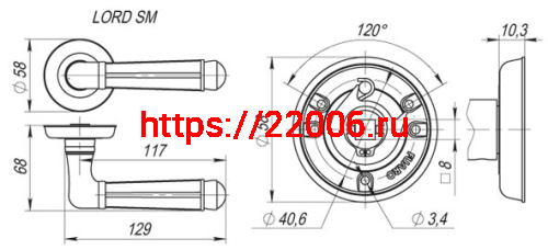 Ручка Fuaro (Фуаро) раздельная R.SM58.LORD (LORD SM) AB-7 матовая бронза фото 2