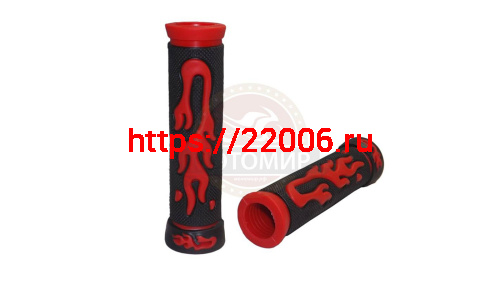 Грипсы для велосипеда 130мм, резина, черно-красные, рисунок "Пламя" (EHG-25) фото 4