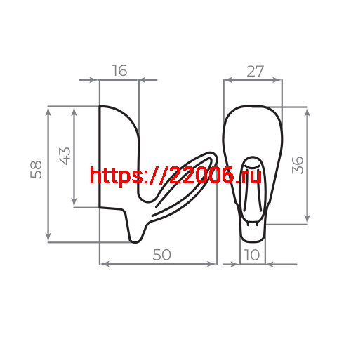 Крючок Ajax (Аякс) настенный MB-LM/K-001 SN матовый никель фото 7