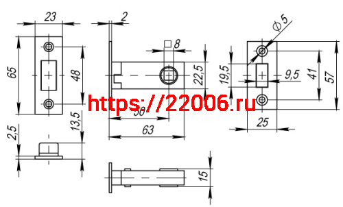 Защелка Fuaro (Фуаро) врезная MAGNM12-50-25 (M12-50-25) GP латунь фото 3