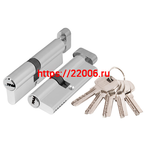 Цилиндровый Ajax (Аякс) механизм (AX202/100) AX2002Knob100 (50+10+40) CP хром с вертушкой