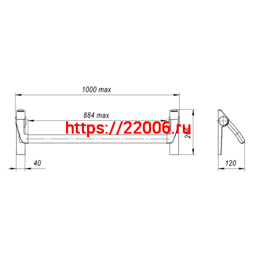 Ручка-штанга Fuaro (Фуаро) нажимная AP.1300A push-bar (ANTI-PANIC 1300А) фото 3