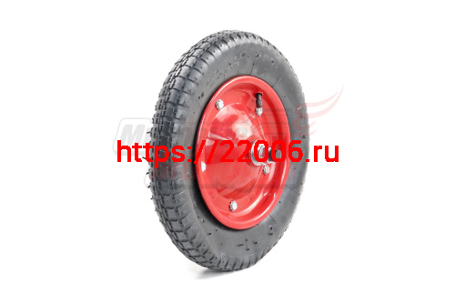 Колесо тачки садовой 8" 3,25-8" (W13) (С ОСЬЮ 16мм) ступица, подшипник, камера