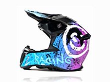 Мотошлем VIRTUE MD-902 Кросс черный с голубо-фиолетовым граффити (M)