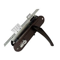 Замок Absolyute (Абсолют) врезной цилиндровый с защёлкой в комплекте с ручкой ЗВ4-70/07 (медь антик), 4 кл.