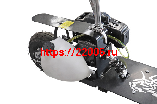 Мотосамокат (2-х.такт.,двиг.мотокоса 43см,диск.тормоза,бак 2л, 20км/ч) 10" фото 6