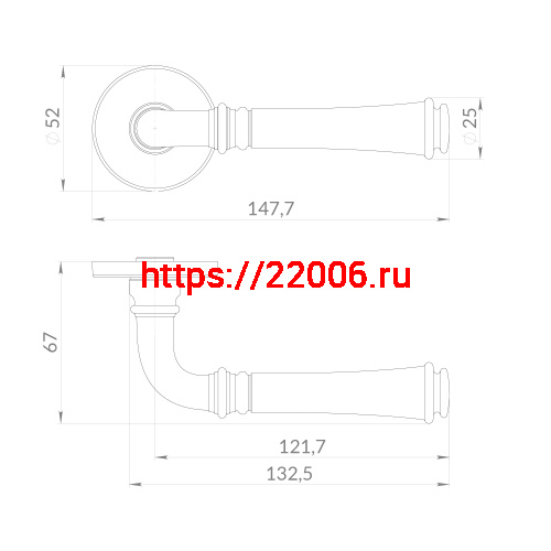 Ручка Punto (Пунто) раздельная R.EST.R52.VERONA CP-8 хром фото 2