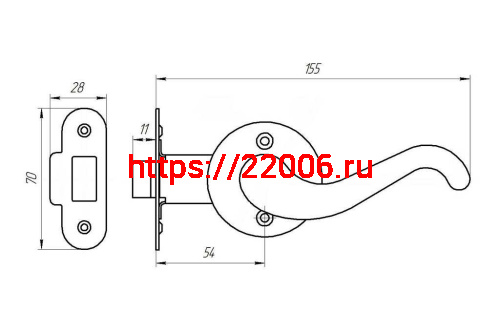 Защелка Zenit (Зенит) ЗЩ2.02 (медь) фото 2