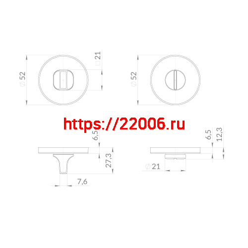 Ручка Punto (Пунто) поворотная BK6.R.EST.R52 CP-8 хром фото 3