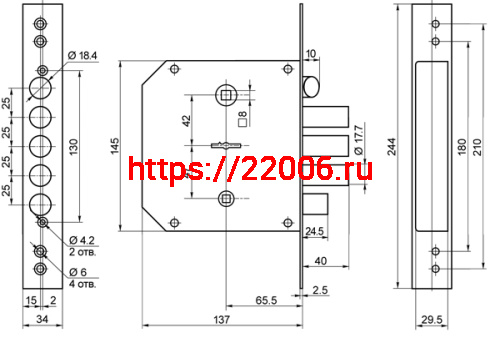 Замок Border (Бордер) врезной сувальдный с задвижкой и защёлкой ЗВ9-6 ЛКЗ (лев.), 5 кл. /77412/ фото 2