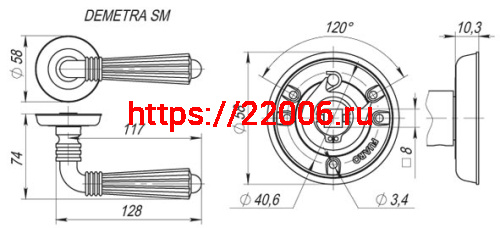 Ручка Fuaro (Фуаро) раздельная R.SM58.DEMETRA (DEMETRA SM) AS-3 античное серебро фото 2
