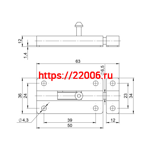 Шпингалет Ajax (Аякс) мебельный металлический SPD60х30 BR коричневый фото 2