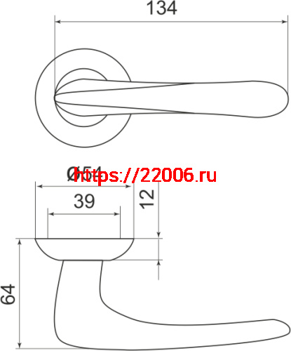 Ручка Armadillo (Армадилло) раздельная R.LD54.Pava (Pava LD42) SN/CP-3 матовый никель/хром фото 3